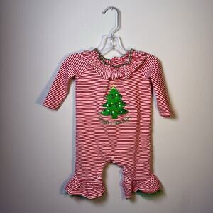 Bonnie Baby Christmas Romper 6-9M Christmas Tree Red Ruffle Y2K Holiday Outfit
